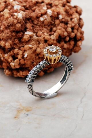 Pırlanta Model Tektaş Elişi Gümüş Yüzük 3176