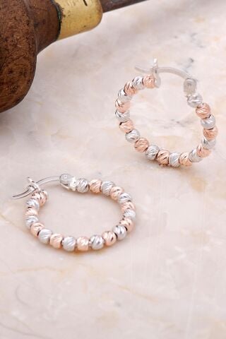 Toplu Dorika Renkli 925 Ayar Gümüş Halka Küpe 4955