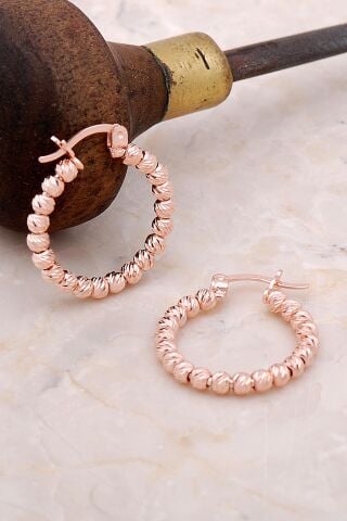 Toplu Dorika Rose 925 Ayar Gümüş Halka Küpe 4957