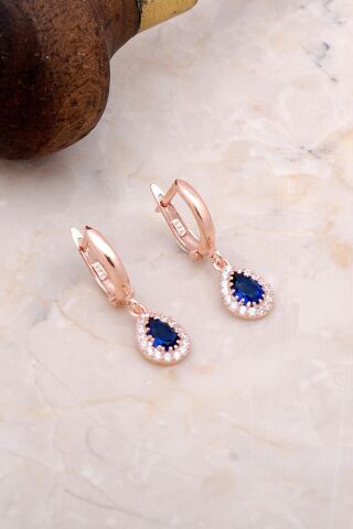 Safir Damla Rose Gümüş Küpe 4959