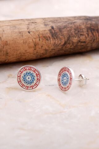 Anadolu Motifli Elişi Gümüş Taşsız Küpe 6031