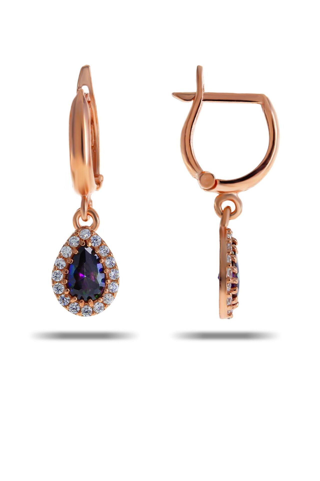Mistik Topaz Rose Gümüş Damla Küpe 4962