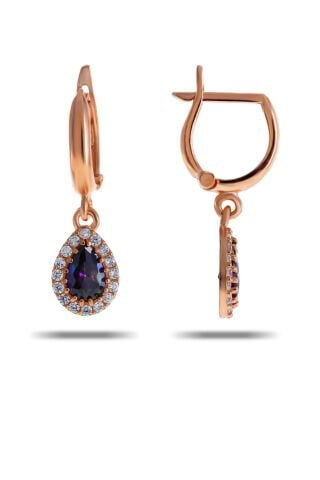 Mistik Topaz Rose Gümüş Damla Küpe 4962