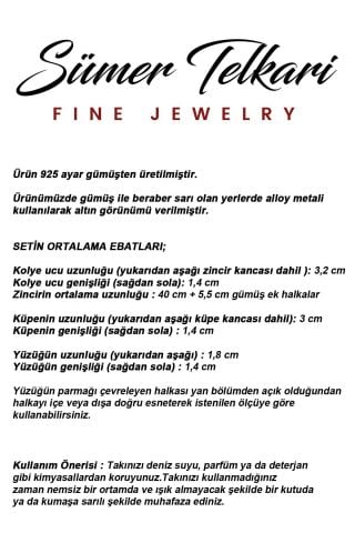 Taşlı Tasarım Elişi 925 Ayar Gümüş Damla Set 2863 Pembe