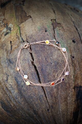 Rose Gümüş Sıra Taşlı Tasarım Gümüş Bileklik 2390