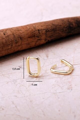 Taşsız Oval Altın Yaldızlı 925 Ayar Gümüş Halka Küpe 7410