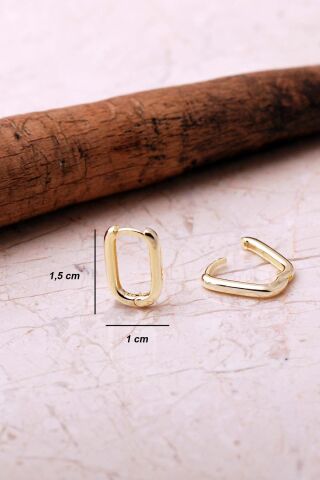 Taşsız Oval Altın Yaldızlı 925 Ayar Gümüş Halka Küpe 7410