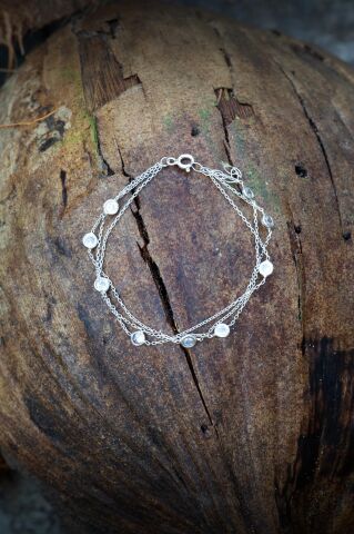 Rodyumlu Sıra Taşlı Tasarım Gümüş Bileklik 2392