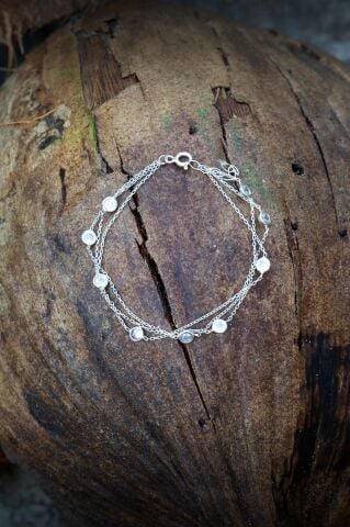 Rodyumlu Sıra Taşlı Tasarım Gümüş Bileklik 2392