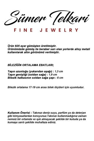 Taşlı Tasarım Elişi 925 Ayar Gümüş Bilezik 4859 Mavi