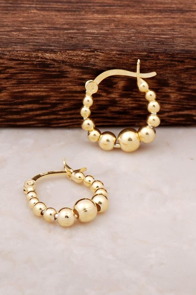 Dorissa Altın Yaldızlı Gümüş Halka Küpe 4372