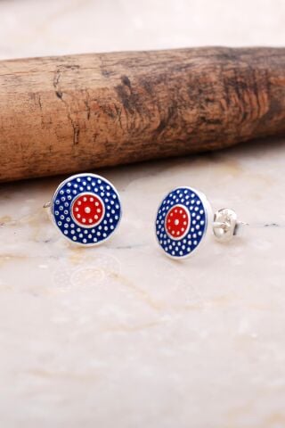 Mardin Güneşi Mineli Elişi Taşsız 925 Ayar Gümüş Küpe 6038