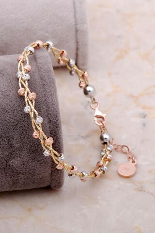 Dorika Altın Yaldızlı 925 Ayar Gümüş Bilezik 3326