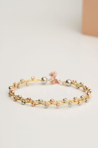 Dorika Altın Yaldızlı 925 Ayar Gümüş Bilezik 3326