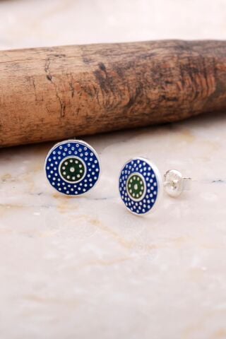 Mardin Güneşi Mineli Elişi Taşsız 925 Ayar Gümüş Küpe 6039