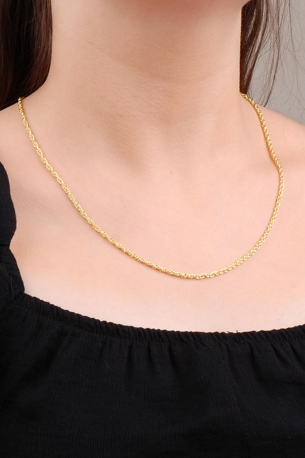 Altın Yaldızlı Burgu Gümüş 54 Cm Zincir Kolye 6617