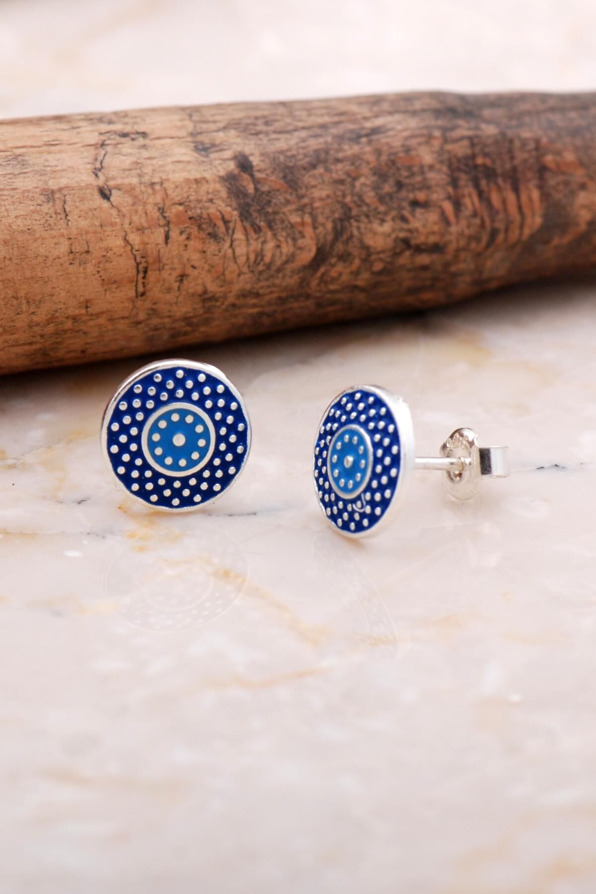 Anadolu Motifli Elişi Gümüş Mineli Taşsız Küpe 6041