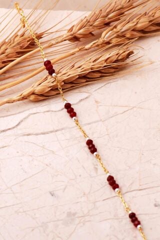 Dizgi Taşlı Altın Yaldızlı 925 Ayar Gümüş Bileklik 4864