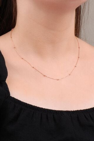 Rose Gümüş Toplu 45 Cm Zincir Kolye 6618