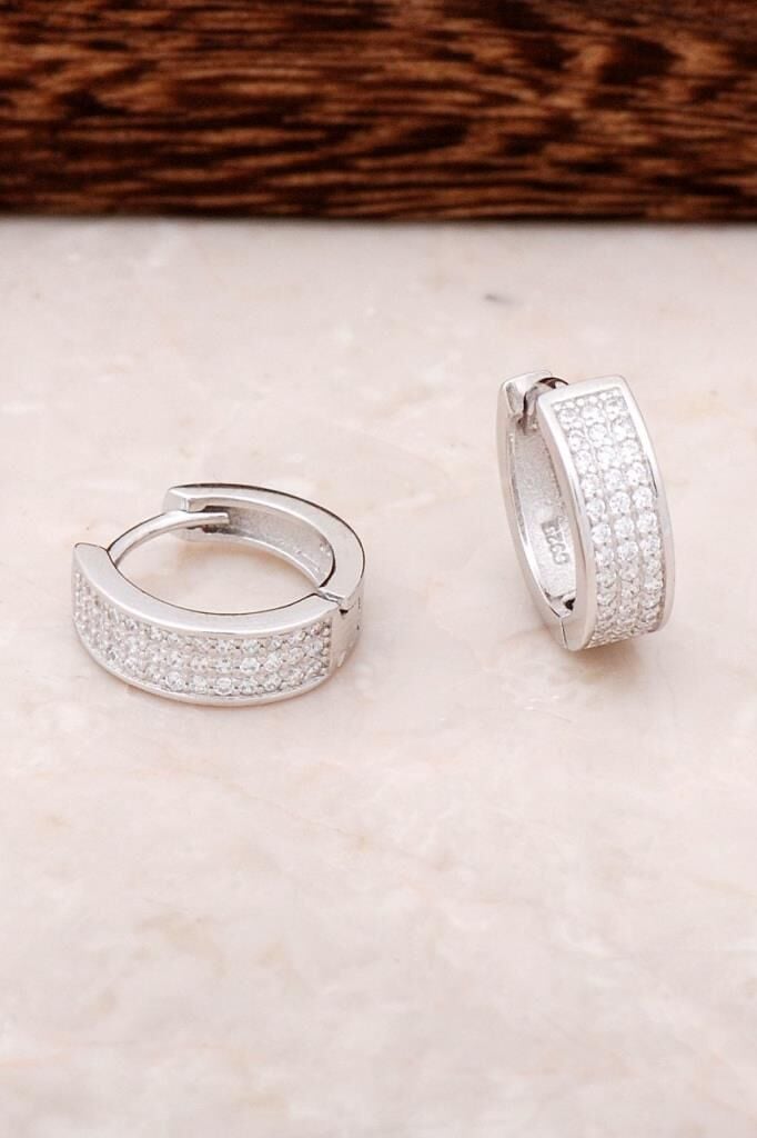 Gümüş Taşlı Halka Küpe 4378