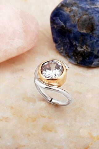 Kuvars Taşlı Tasarım Gümüş Yüzük 5913