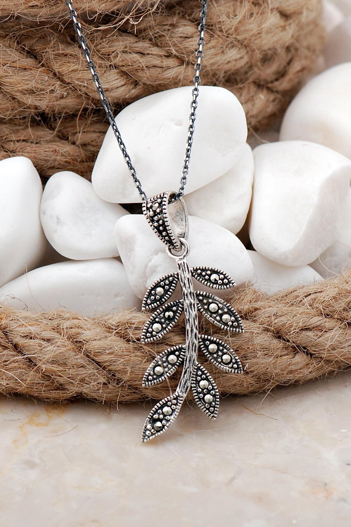 Başak Markazit Taşlı Gümüş Kolye 7538