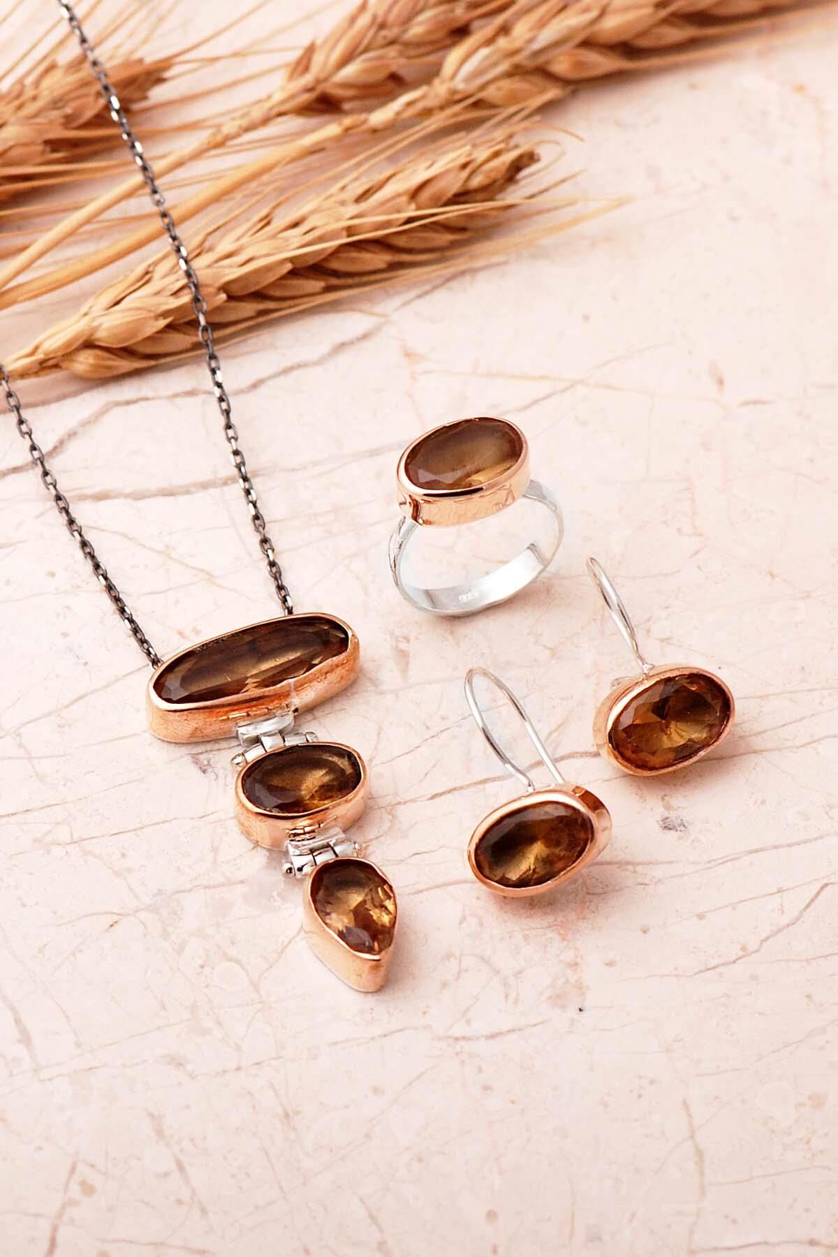 Renk Değiştiren Sultan Taşlı Elişi 925 Ayar Gümüş Set 2865