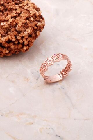 Rose Gümüş Tasarım Oyma Yüzük 3101