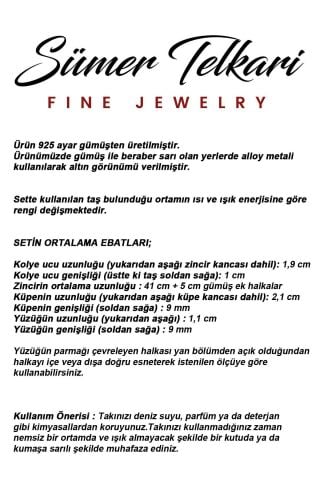 Renk Değiştiren Sultan Taşlı Elişi 925 Ayar Gümüş Damla Set 2866