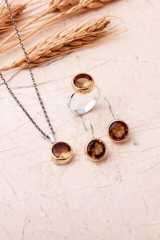 Renk Değiştiren Sultan Taşlı Elişi 925 Ayar Gümüş Set 2867