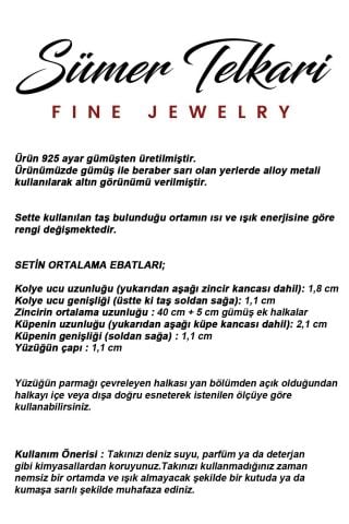 Renk Değiştiren Sultan Taşlı Elişi 925 Ayar Gümüş Set 2867