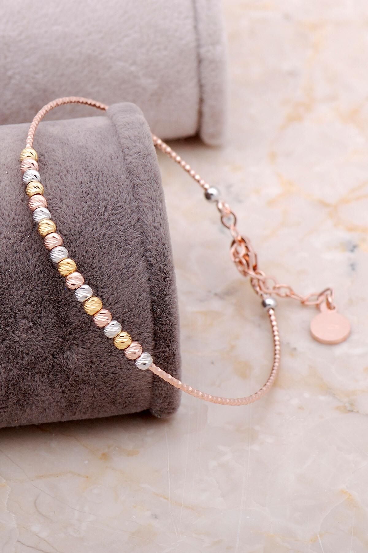 Dorika Rose Altın Yaldızlı 925 Ayar Gümüş Bilezik 3359