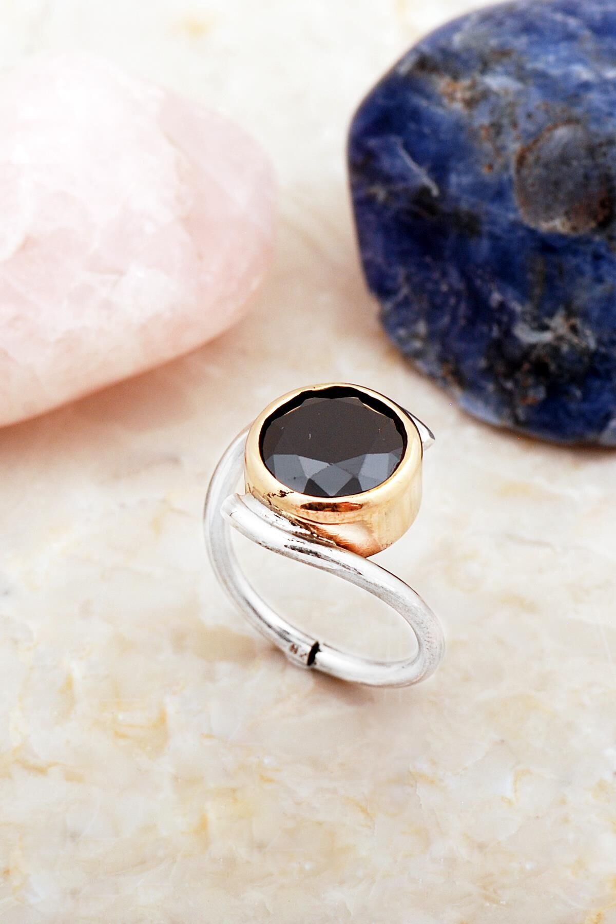 Oniks Taşlı Tasarım Gümüş Yüzük 5922