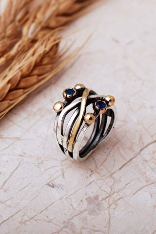 Taşlı Tasarım Elişi 925 Ayar Gümüş Yüzük 6001