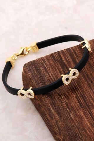 Sonsuzluk Altın Kaplama Gümüş Bileklik 3004