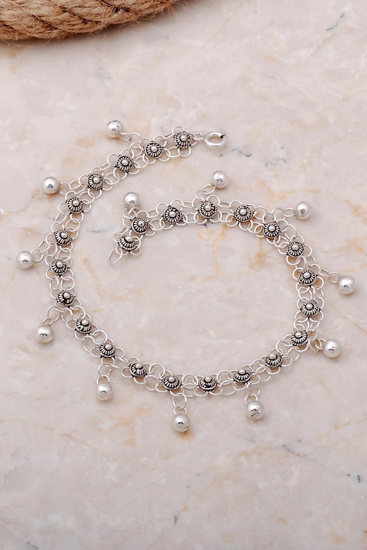 Kişniş Akıtma Oksitli Elişi Gümüş Halhal 335