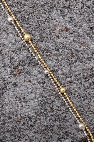 Toplu İki Sıralı Altın Yaldız ve Rodyumlu Gümüş Halhal 336