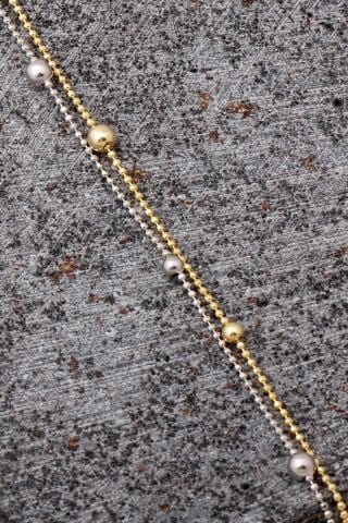 Toplu İki Sıralı Altın Yaldız ve Rodyumlu Gümüş Halhal 336