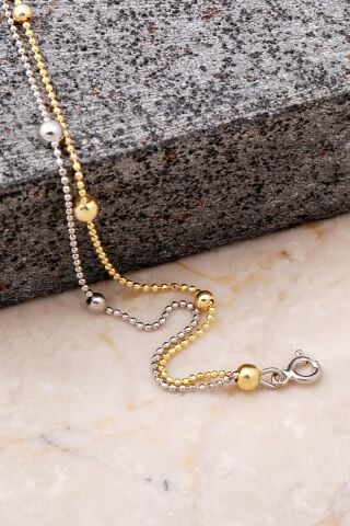 Toplu İki Sıralı Altın Yaldız ve Rodyumlu Gümüş Halhal 336