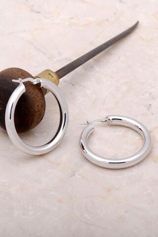 Trend Gümüş Kalın 37 Mm Halka Küpe 4975