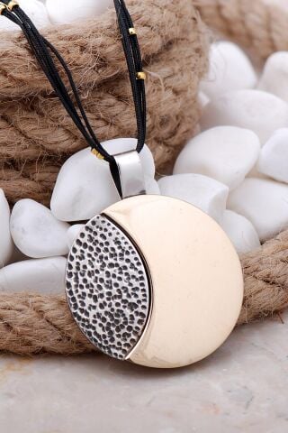 Çekiç Dövme Elişi Tasarım Gümüş Kolye 7557