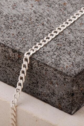 Gurmet 4 mm 20 cm Gümüş Erkek Zincir Bileklik 3986