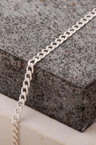 Gurmet 4 mm 20 cm Gümüş Erkek Zincir Bileklik 3986