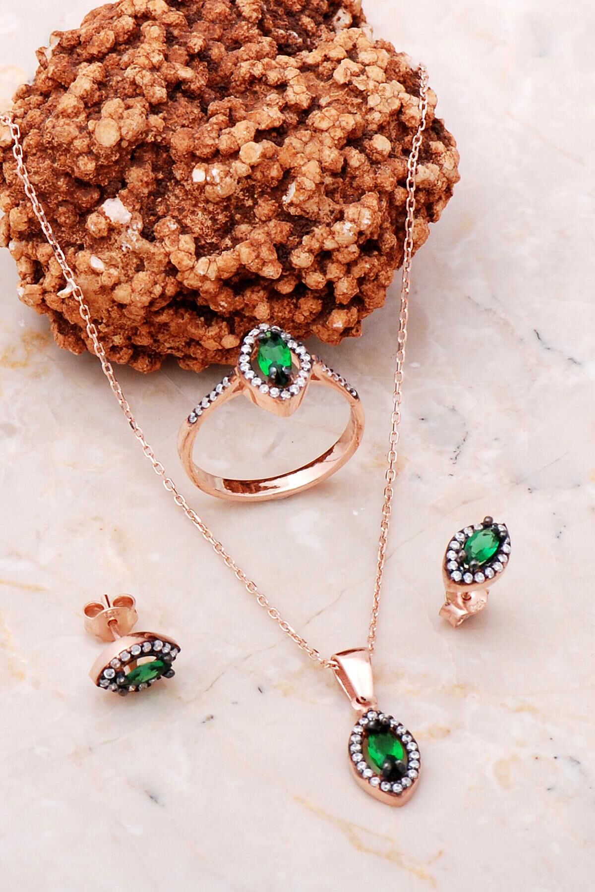 Rose Gümüş Elmas Montürlü Set 2183