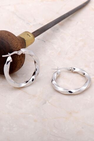 Burgu 28 mm Gümüş Halka Küpe 4893