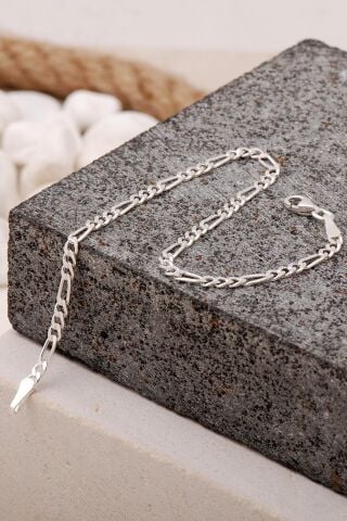 Figaro 2,5 mm 20 cm Gümüş Erkek Zincir Bileklik 3989