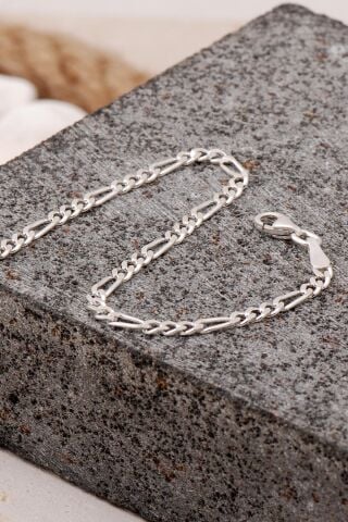 Figaro 2,5 mm 20 cm Gümüş Erkek Zincir Bileklik 3989