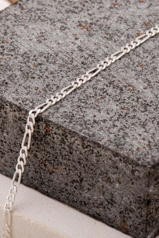 Figaro 2,5 mm 20 cm Gümüş Erkek Zincir Bileklik 3989