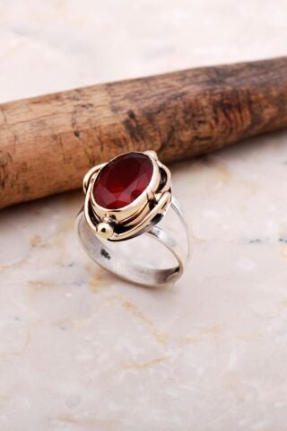 Elişi Yakut Taşlı Gümüş Yüzük 3717