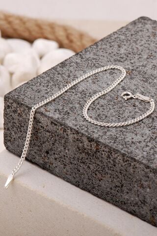 Gurmet 1,5 mm 19 cm Gümüş Erkek Zincir Bileklik 3990